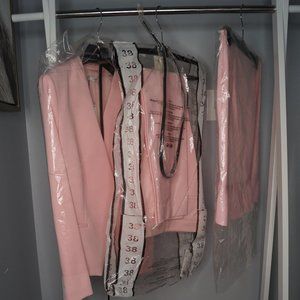 MANGO dusty pink jacket skirt trouser combo